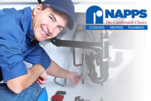 Smiling Napps plumber repairing sink drain pipes